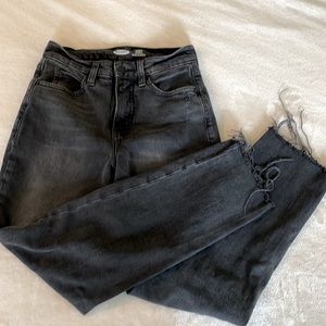 OLD NAVY Sky-Hi Straight Leg Jeans Distressed Black size 0